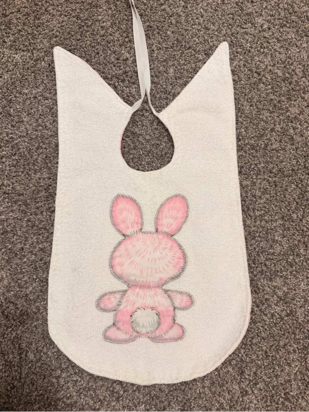 Vintage Pink Bunny toddler Bib baby